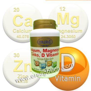 Ersağ Kalsiyum, Magnezyum, Çinko, D vitmini